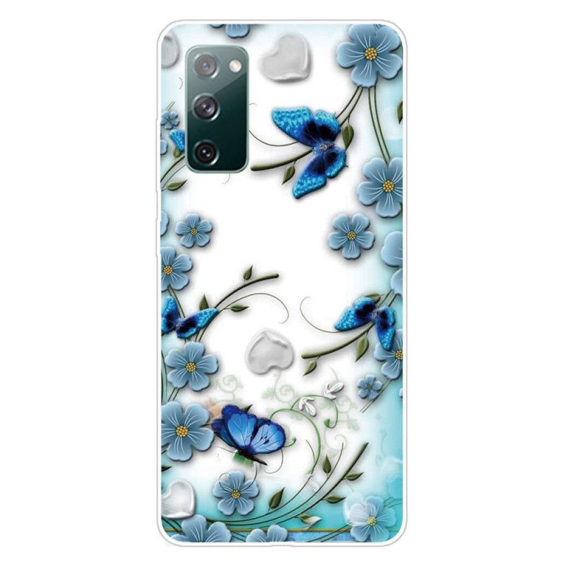 Cover Hoesje Samsung Galaxy S20 FE Telefoonhoesje Transparante Retro Vlinders En Bloemen