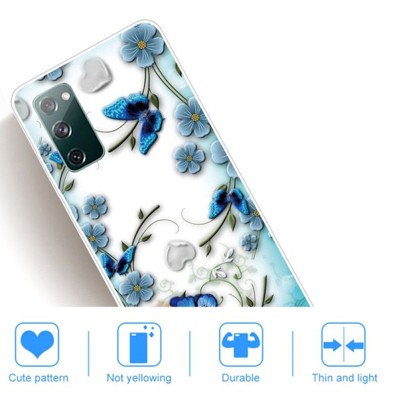 Cover Hoesje Samsung Galaxy S20 FE Telefoonhoesje Transparante Retro Vlinders En Bloemen