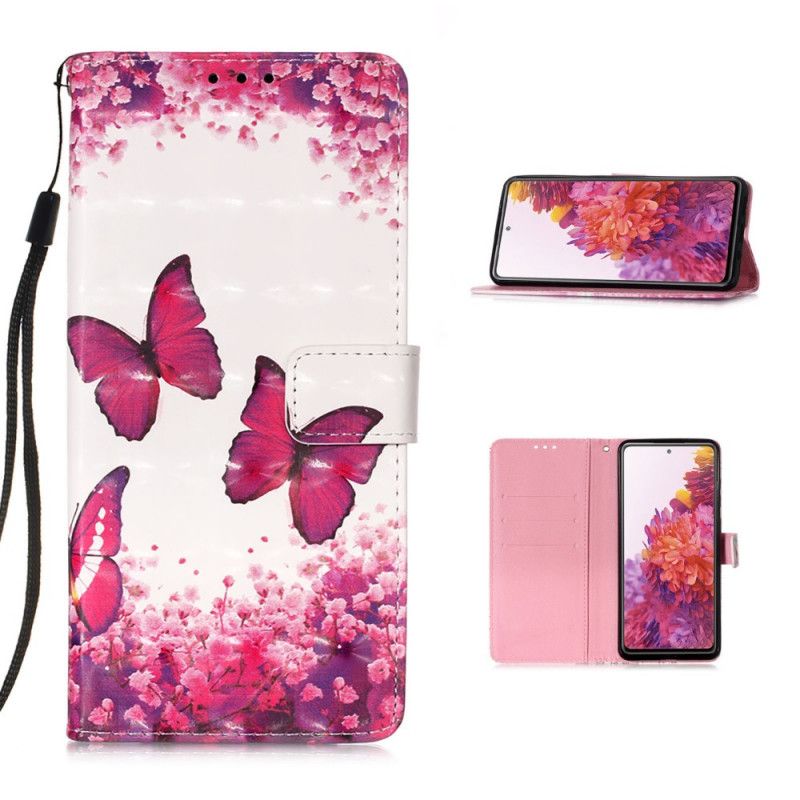 Flip Case Leren Samsung Galaxy S20 FE Rode Vlinders