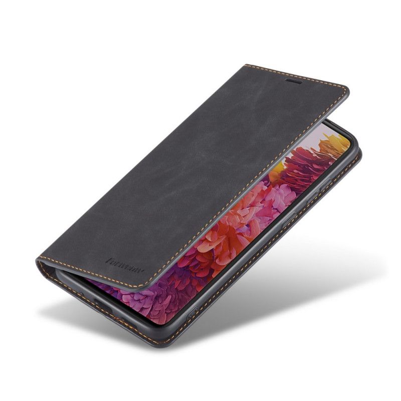 Folio-hoesje voor Samsung Galaxy S20 FE Rood Zwart Forwenw Leereffect