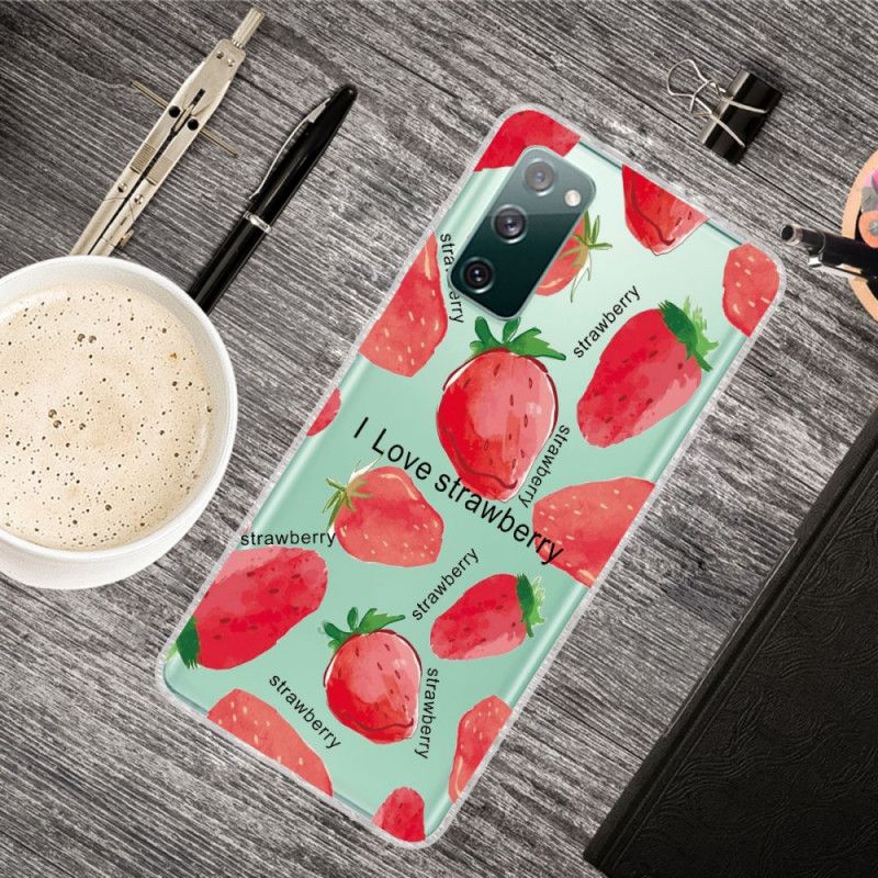 Hoesje voor Samsung Galaxy S20 FE Aardbeien / Ik Hou Van Aardbei