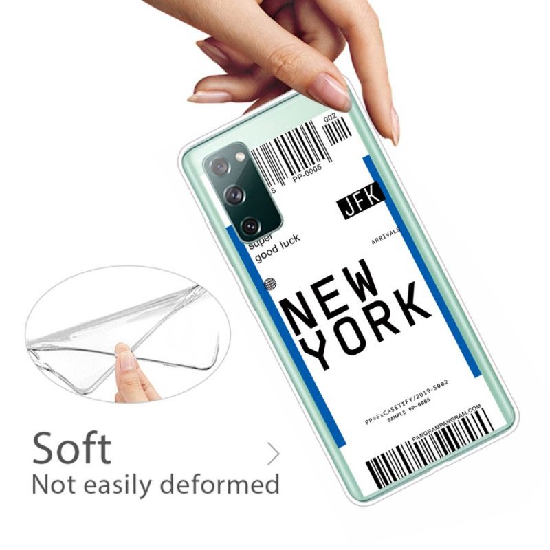 Hoesje voor Samsung Galaxy S20 FE Donkerblauw Zwart Instapkaart Naar New York