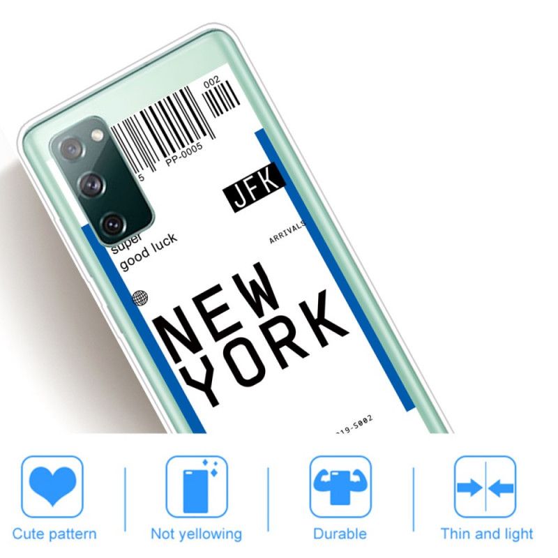 Hoesje voor Samsung Galaxy S20 FE Donkerblauw Zwart Instapkaart Naar New York