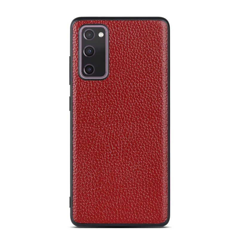 Hoesje voor Samsung Galaxy S20 FE Rood Zwart Echt Lychee Leer