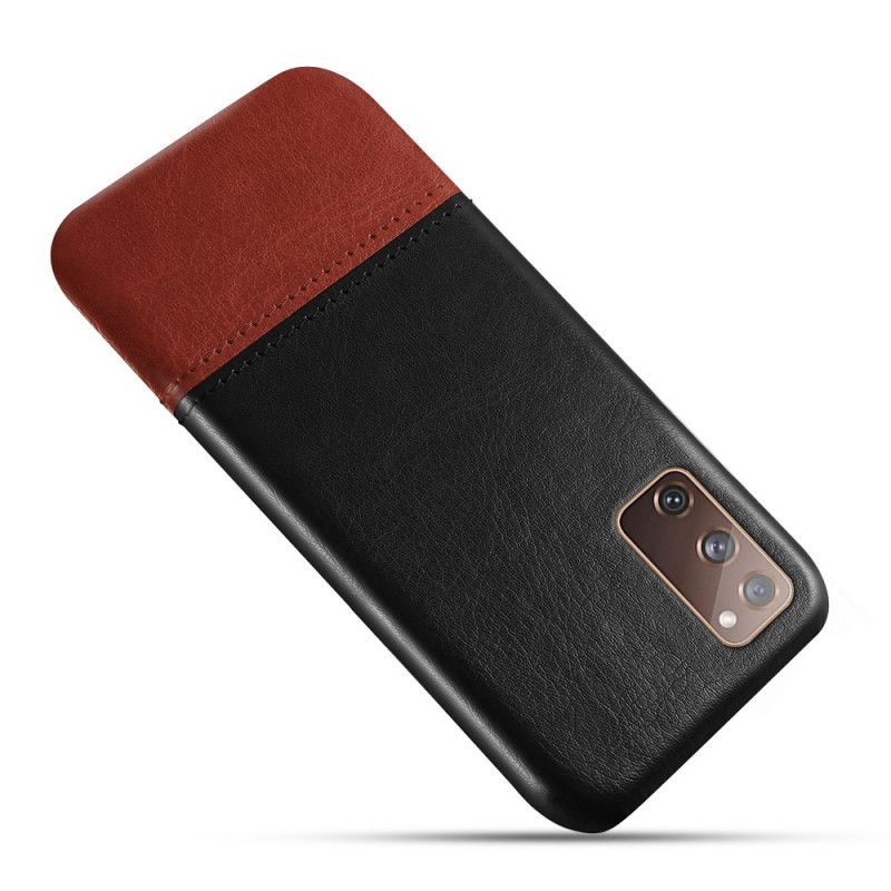 Hoesje voor Samsung Galaxy S20 FE Rood Zwart Ksq Tweekleurig Leereffect