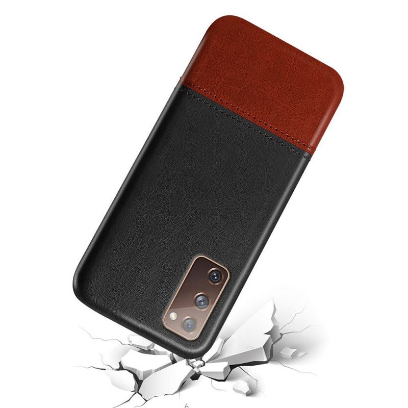 Hoesje voor Samsung Galaxy S20 FE Rood Zwart Ksq Tweekleurig Leereffect