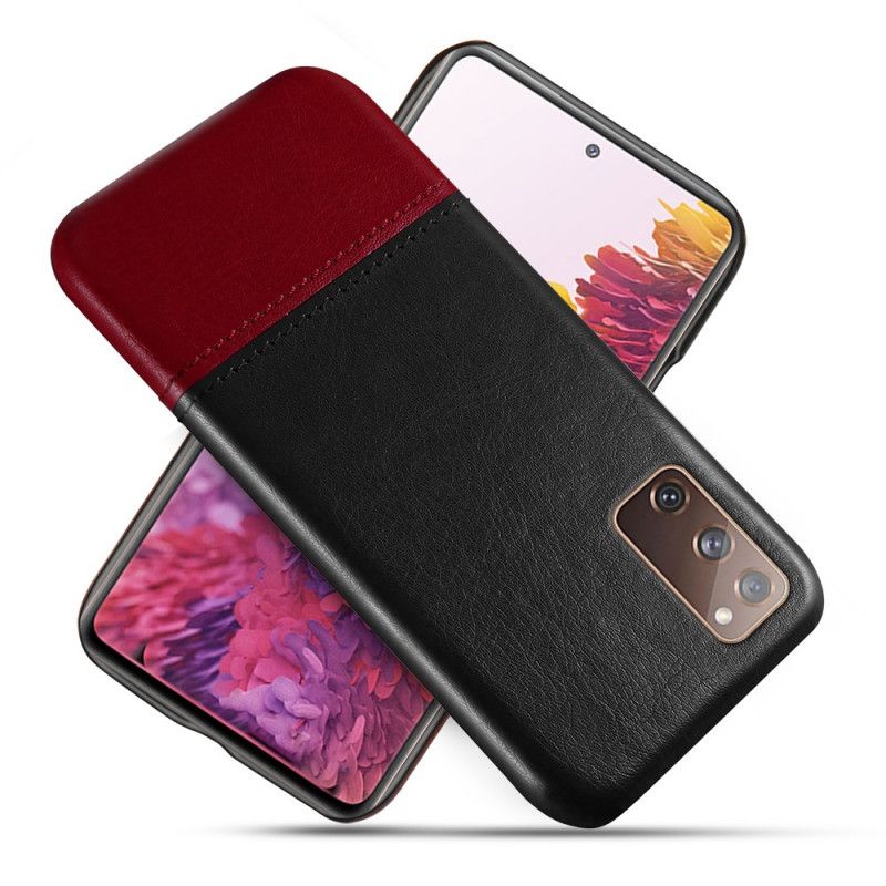 Hoesje voor Samsung Galaxy S20 FE Rood Zwart Ksq Tweekleurig Leereffect