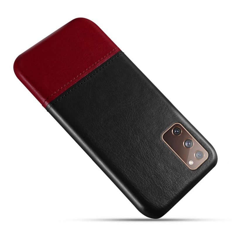 Hoesje voor Samsung Galaxy S20 FE Rood Zwart Ksq Tweekleurig Leereffect