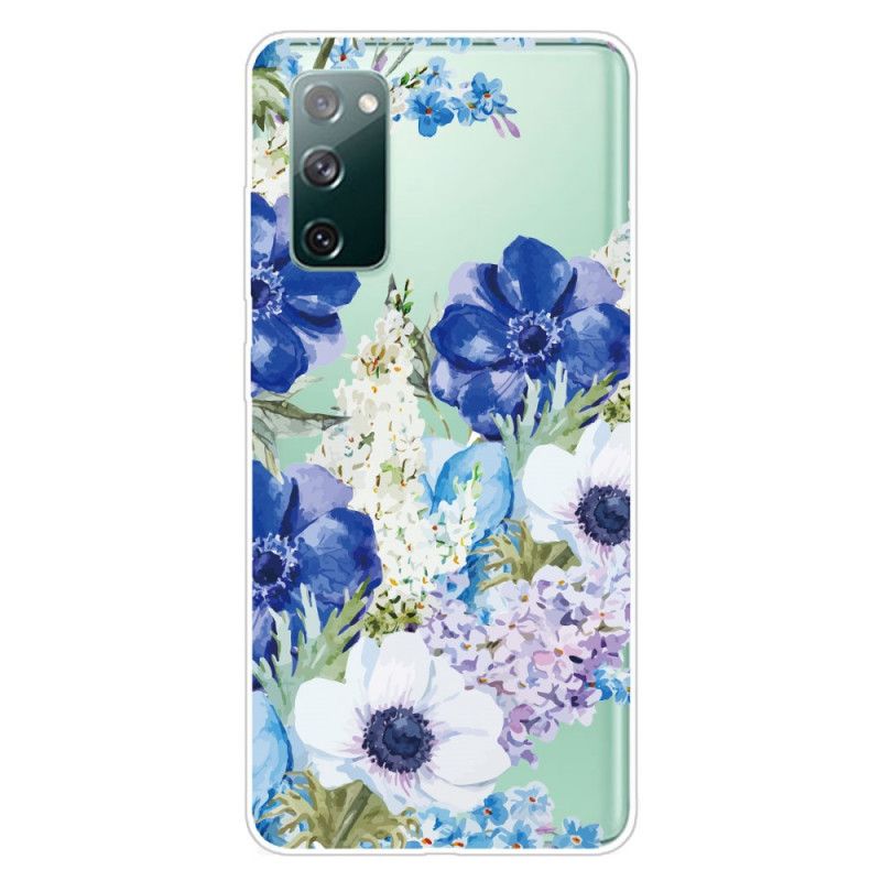 Hoesje voor Samsung Galaxy S20 FE Transparante Aquarelblauwe Bloemen