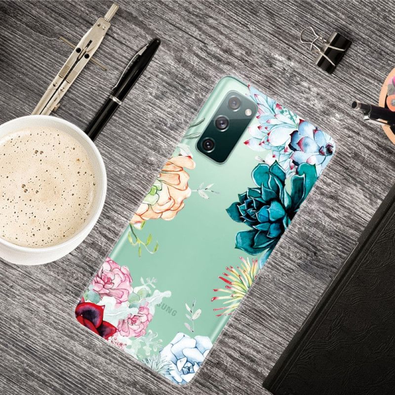 Hoesje voor Samsung Galaxy S20 FE Transparante Aquarelbloemen