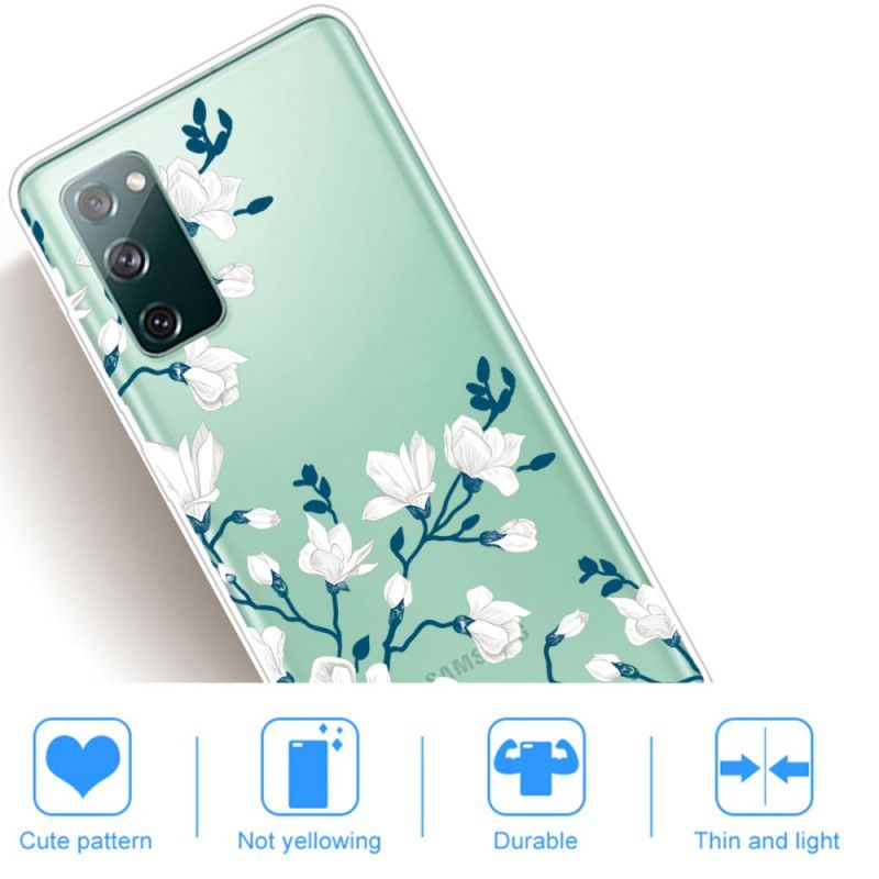 Hoesje voor Samsung Galaxy S20 FE Witte Bloemen