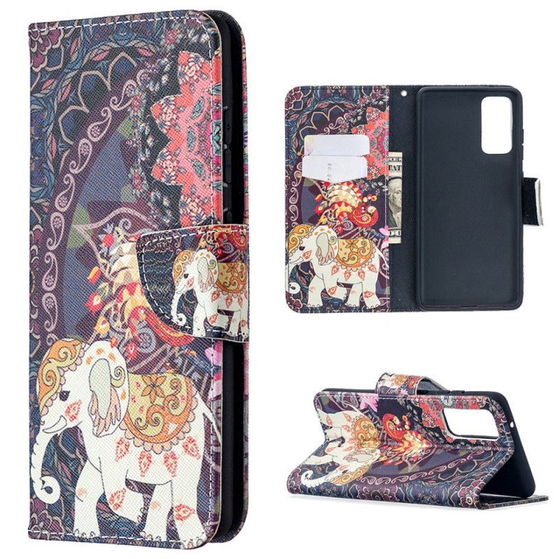 Leren Hoesje Samsung Galaxy S20 FE Etnische Olifantenmandala