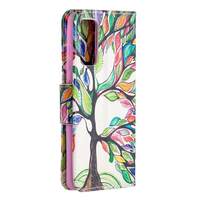 Leren Hoesje Samsung Galaxy S20 FE Gekleurde Boom