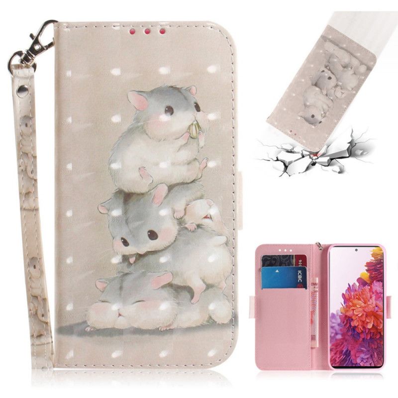 Leren Hoesje Samsung Galaxy S20 FE Hamsters Met String