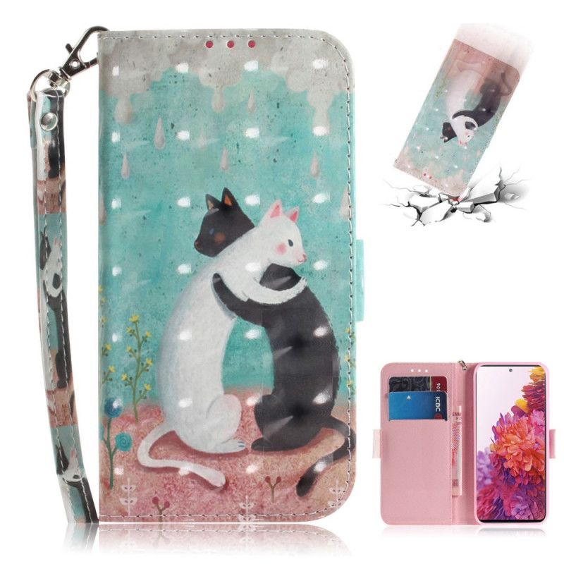 Leren Hoesje Samsung Galaxy S20 FE Kattenvriendjes Met String