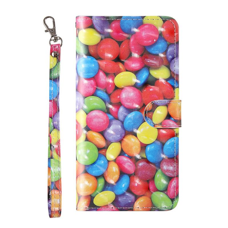 Leren Hoesje Samsung Galaxy S20 FE Lichtvlek Candy Met Riempje