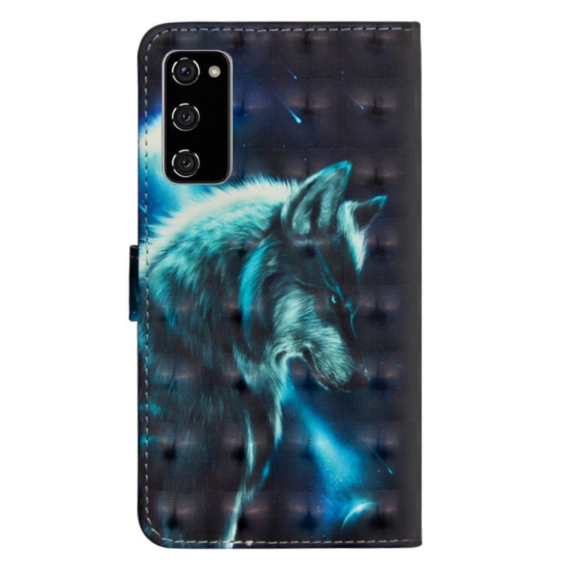 Leren Hoesje Samsung Galaxy S20 FE Majestueuze Wolf