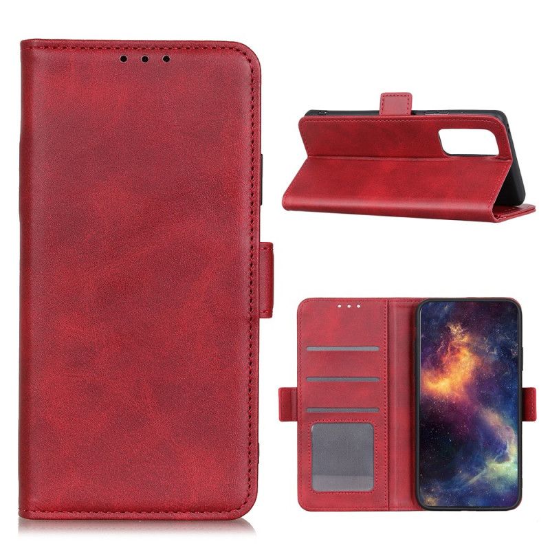 Leren Hoesje Samsung Galaxy S20 FE Rood Zwart Dubbele Klep