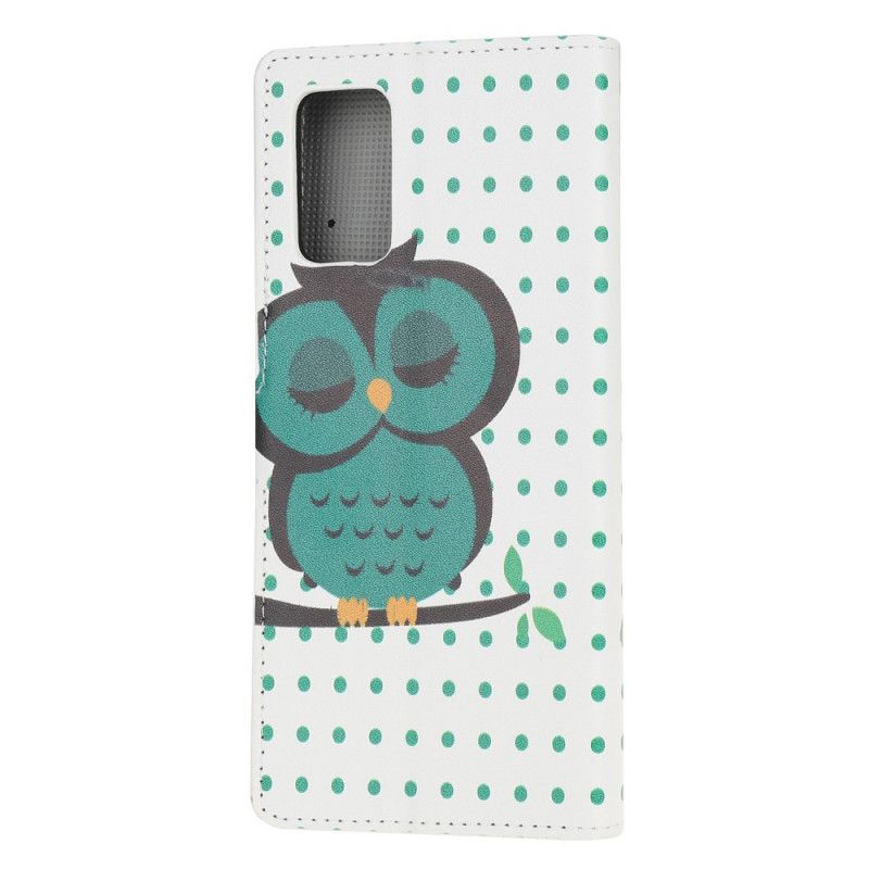 Leren Hoesje Samsung Galaxy S20 FE Slapende Uil