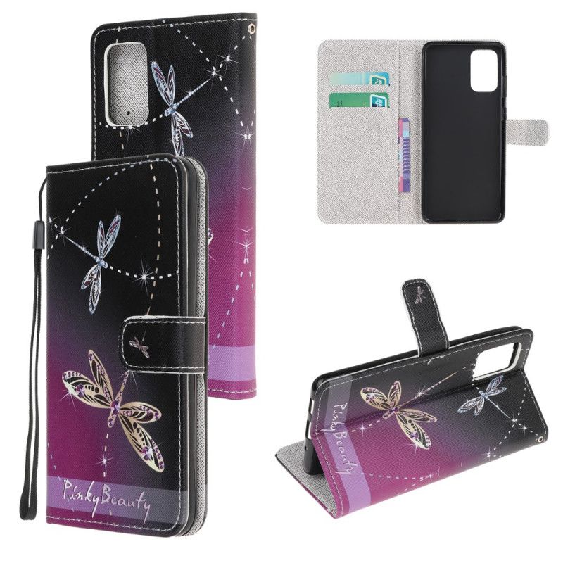 Leren Hoesje Samsung Galaxy S20 FE Telefoonhoesje Libellen Met String