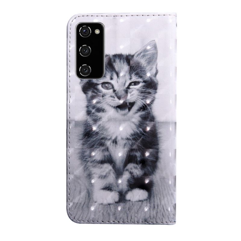 Leren Hoesje Samsung Galaxy S20 FE Telefoonhoesje Negeer Het Kitten