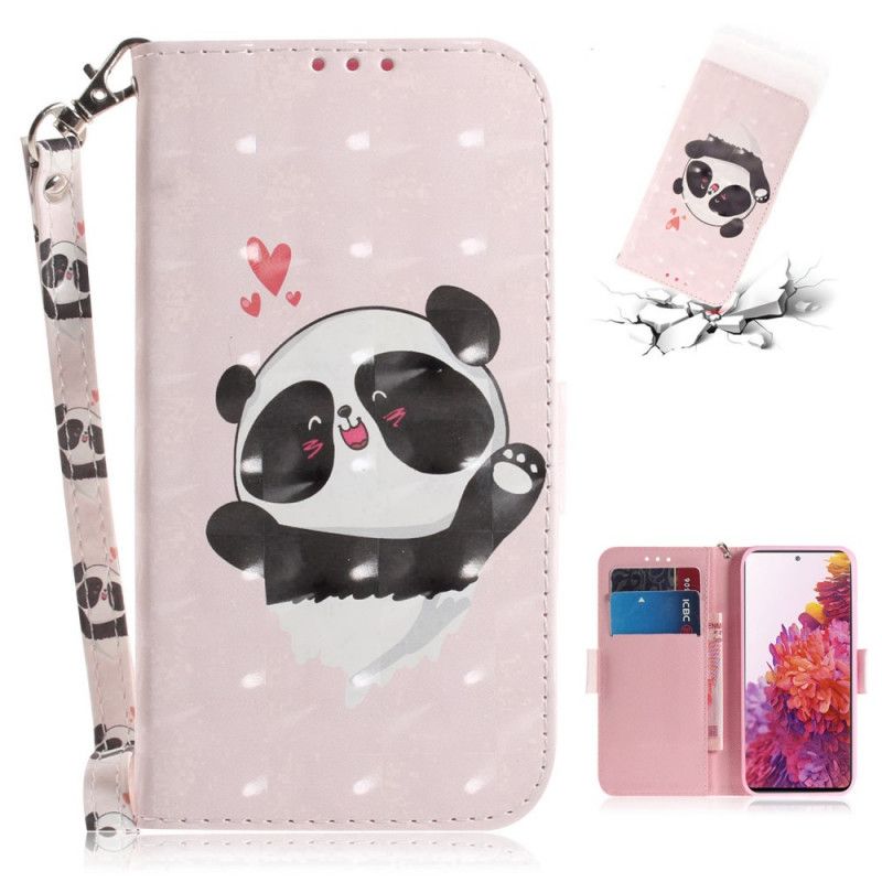 Leren Hoesje Samsung Galaxy S20 FE Telefoonhoesje Panda Love Met String