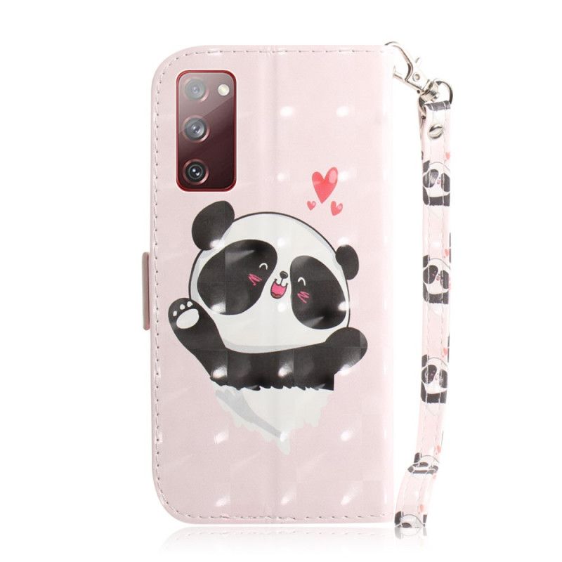 Leren Hoesje Samsung Galaxy S20 FE Telefoonhoesje Panda Love Met String