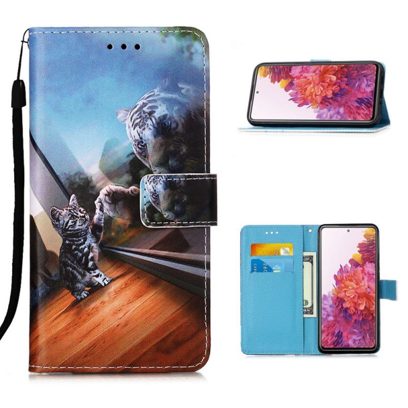 Leren Hoesje voor Samsung Galaxy S20 FE Bruin Lichtblauw Ernest En Reflectie