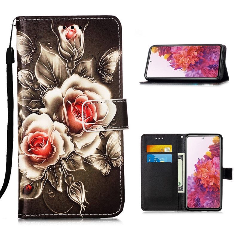 Leren Hoesje voor Samsung Galaxy S20 FE Gouden Rozen