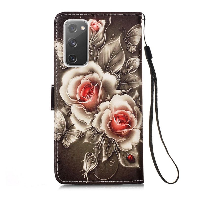 Leren Hoesje voor Samsung Galaxy S20 FE Gouden Rozen