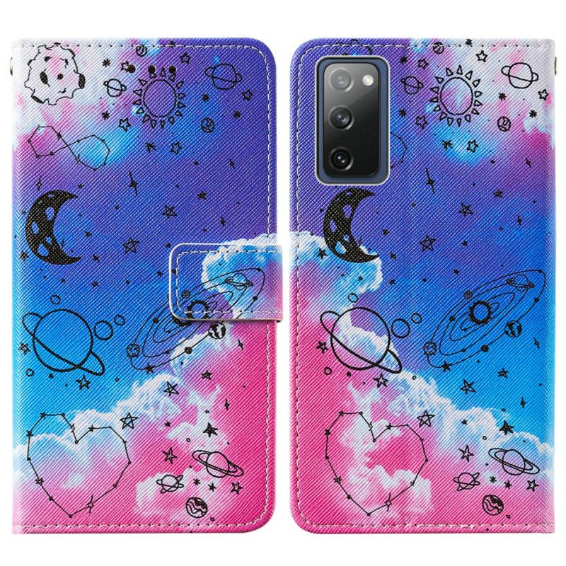 Leren Hoesje voor Samsung Galaxy S20 FE Hart En Planeten