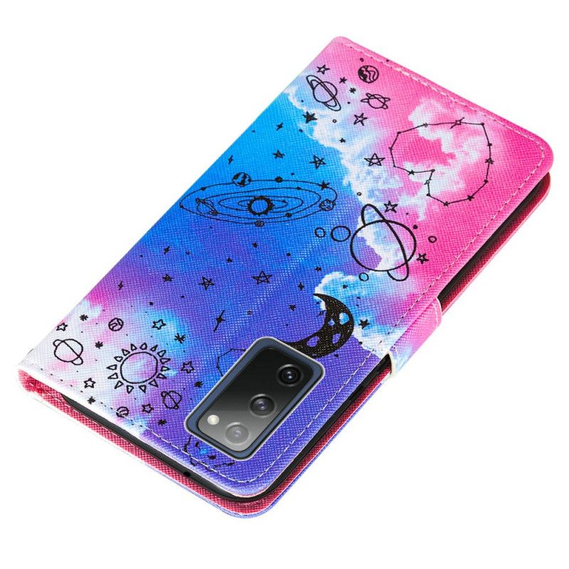 Leren Hoesje voor Samsung Galaxy S20 FE Hart En Planeten