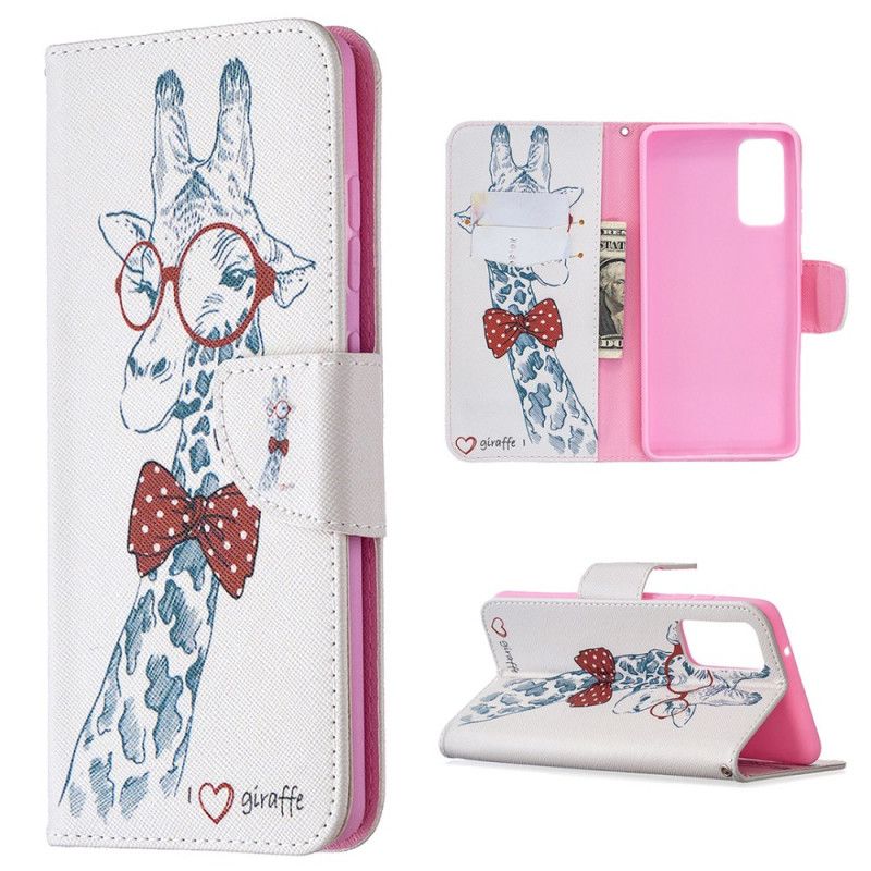 Leren Hoesje voor Samsung Galaxy S20 FE Nerd Giraf