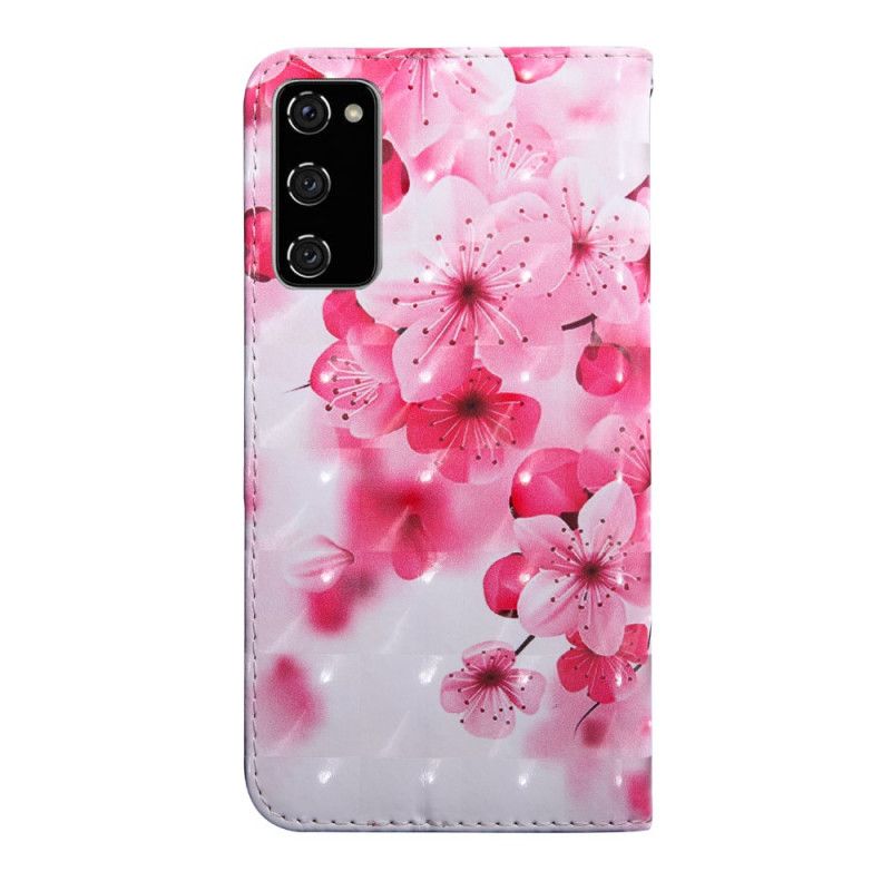 Leren Hoesje voor Samsung Galaxy S20 FE Roze Bloemen