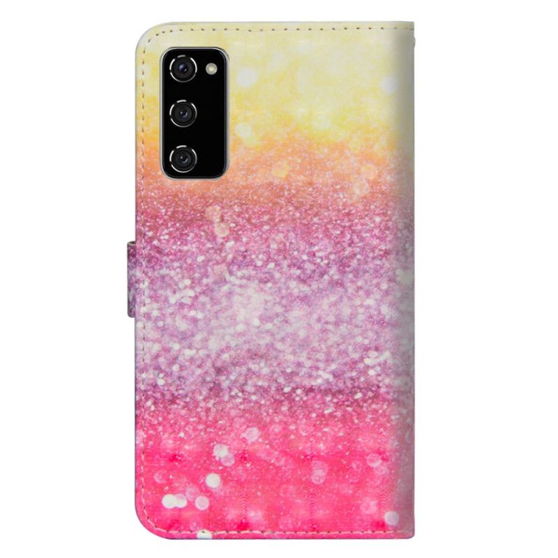 Leren Hoesje voor Samsung Galaxy S20 FE Verloop Magenta Glitter