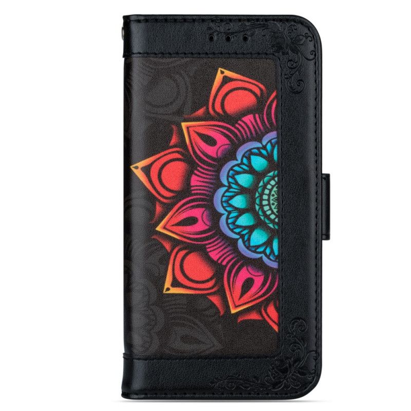 Leren Hoesje voor Samsung Galaxy S20 FE Wit Zwart Mandala-Versiering Met String