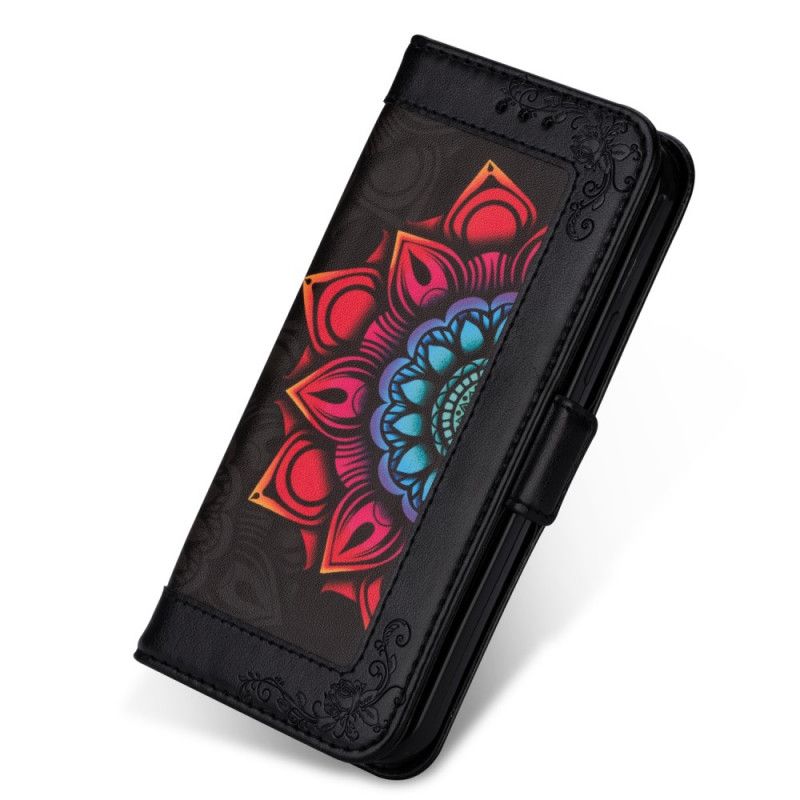 Leren Hoesje voor Samsung Galaxy S20 FE Wit Zwart Mandala-Versiering Met String