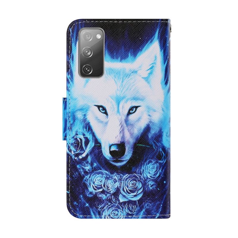 Leren Hoesje voor Samsung Galaxy S20 FE Witte Wolf