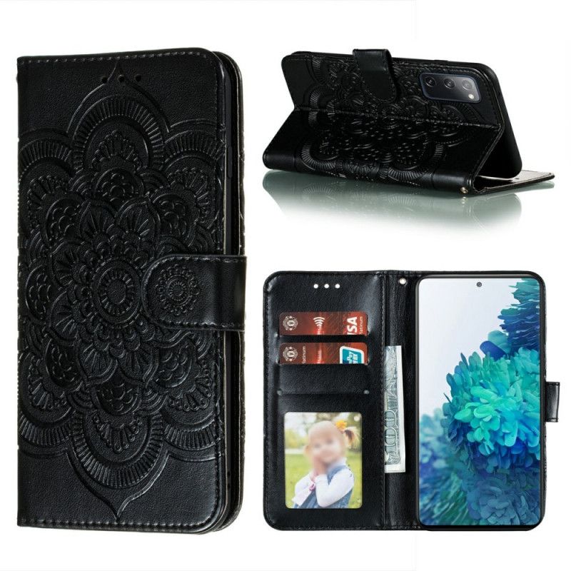 Leren Hoesje voor Samsung Galaxy S20 FE Zwart Hele Mandala