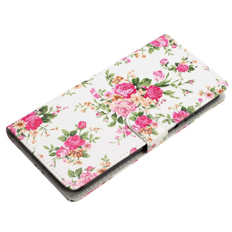 Folio-hoesje Oppo A98 5g Rode Bloemen Met Riem