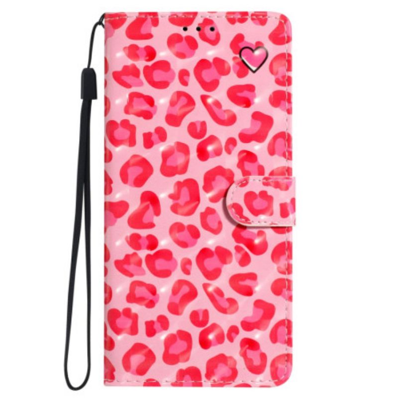 Folio-hoesje Oppo A98 5g Telefoonhoesje 3d Roze Luipaard Met Riem