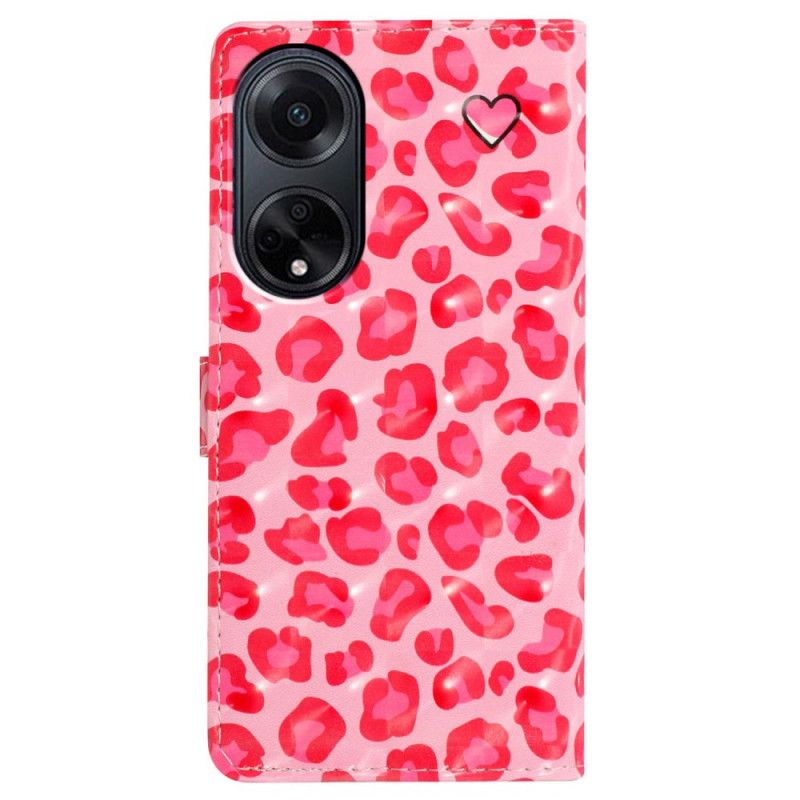 Folio-hoesje Oppo A98 5g Telefoonhoesje 3d Roze Luipaard Met Riem