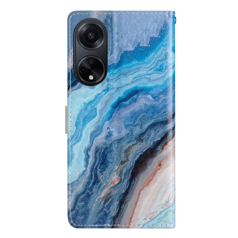 Folio-hoesje Oppo A98 5g Telefoonhoesje Blauw Marmer Met Riem