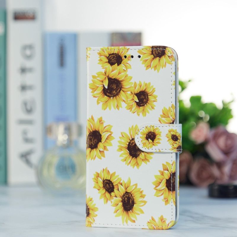 Folio-hoesje Oppo A98 5g Telefoonhoesje Riem Zonnebloemen