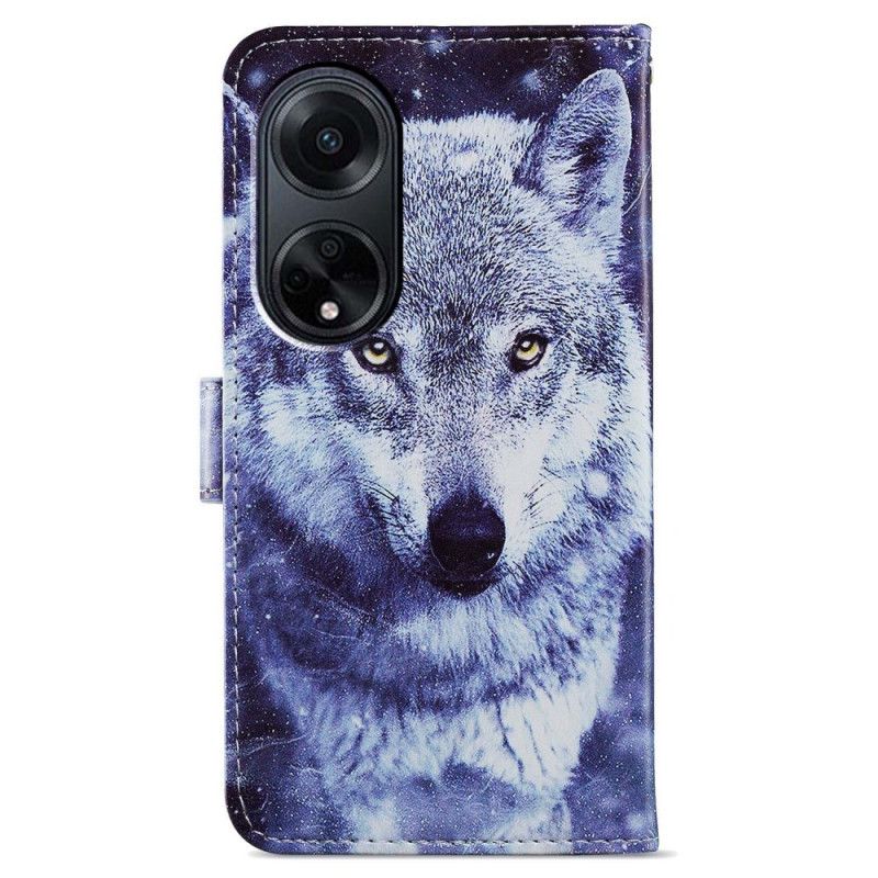 Folio-hoesje Oppo A98 5g Witte Wolf Met Riem