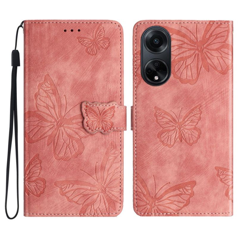 Leren Hoesje Oppo A98 5g Vlinders Suède-effect Bescherming Hoesje