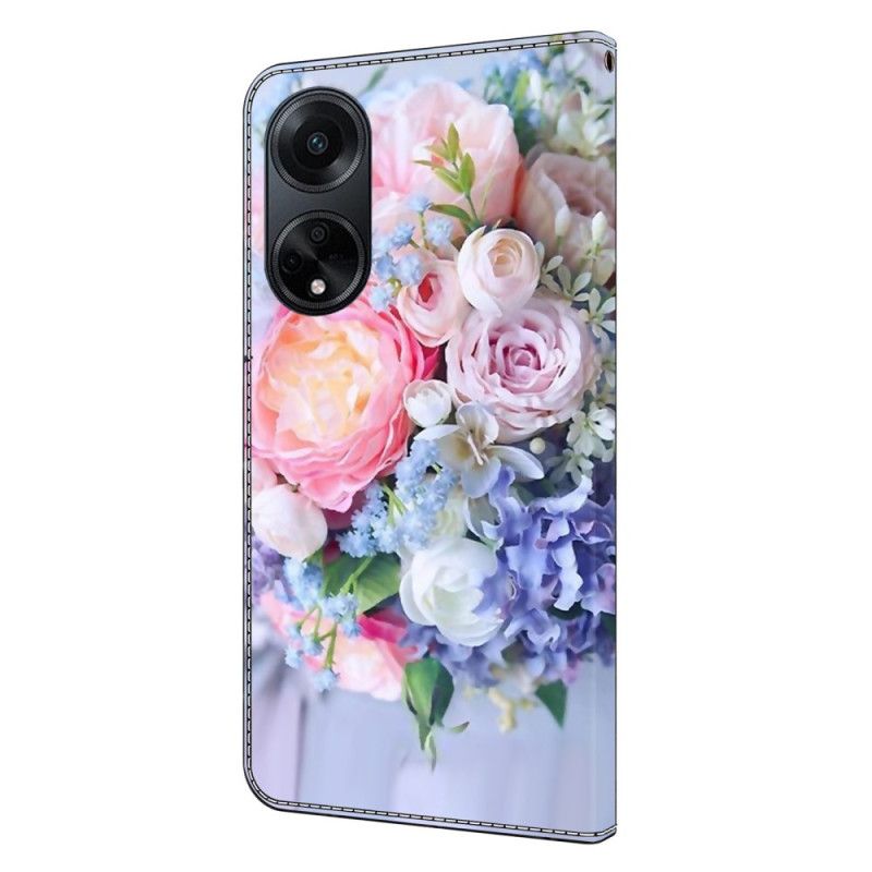 Leren Hoesje Voor Oppo A98 5g Kleurrijke Bloemen