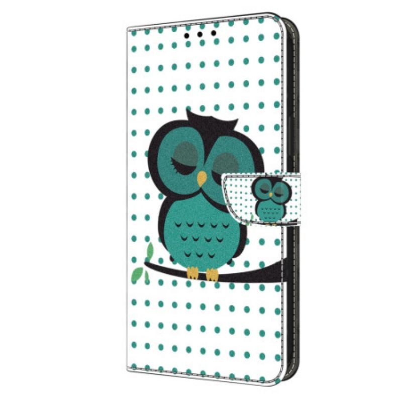 Leren Hoesje Voor Oppo A98 5g Slapende Uil