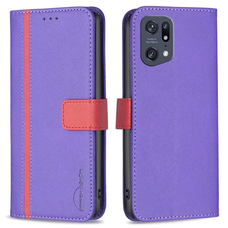 Folio-hoesje voor Oppo Find X5 Pro Imitatieleer Tetxuré Binfen Kleur