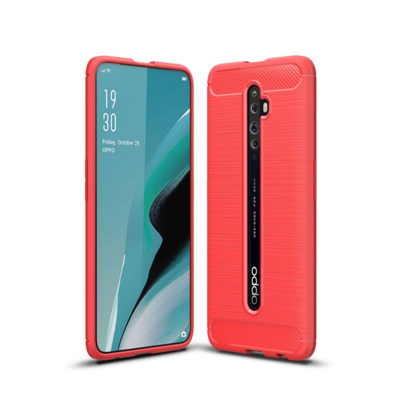 Hoesje Oppo Reno 2Z Rood Zwart Geborsteld Koolstofvezel